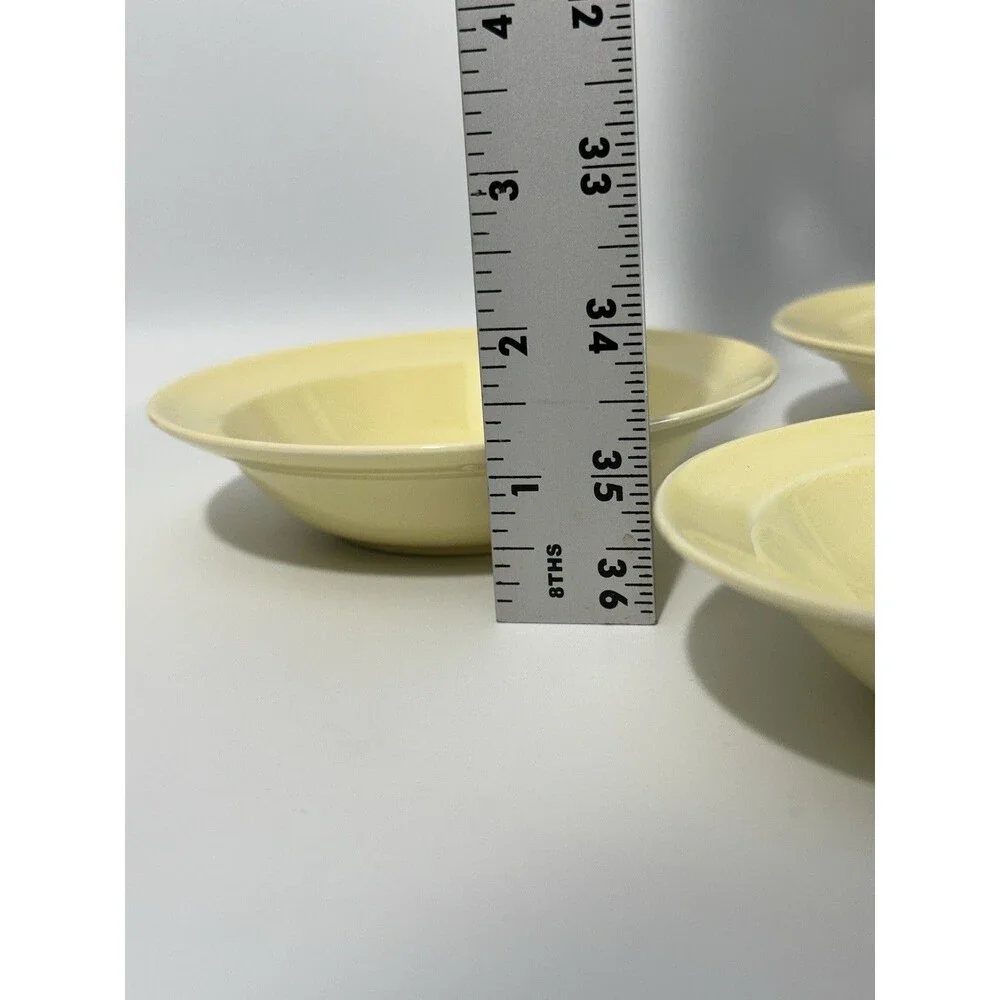 Set of 3 TS &T Luray Pastels 5 3/8” Yellow Rim Fruit Bowls Vintage